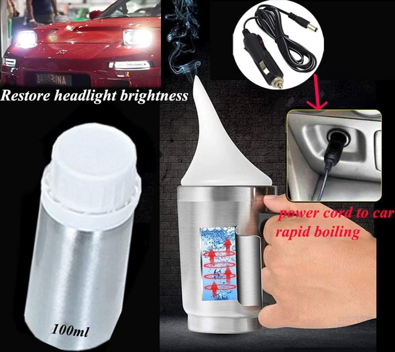 Ghguole Headlight Restoration Car Headlight Lens Scratch Repair Polish Tool with 100 ml Restoration Liquid,Auto Headlight Vapor Renovation Kit with UV Block Coat to Remove Yellowing/Scratch/Haze/Oxidation - Image 4